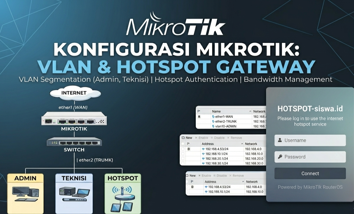 KONFIGURASI MIKROTIK VLAN & HOTSPOT